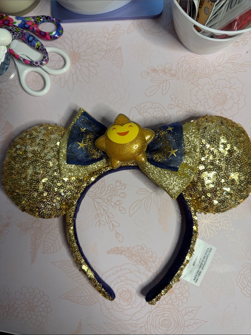Disney Wish Gold Sequin Star Minnie Mouse Ears Headband